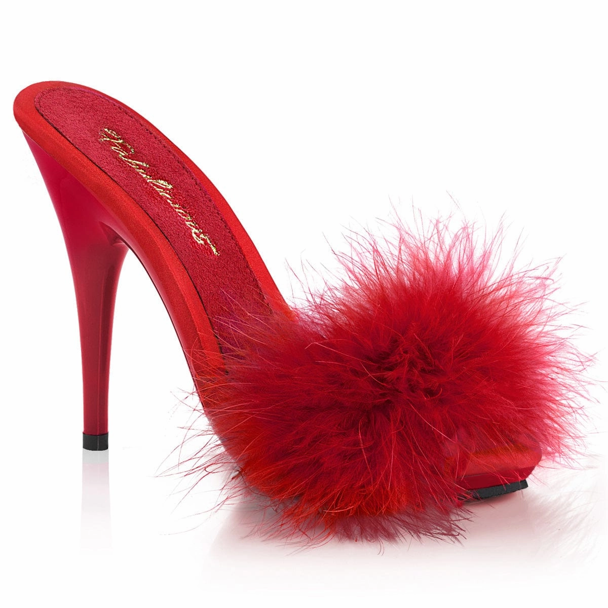 Ocean Walk POISE-501F Red Satin-Marabou Fur/Red
