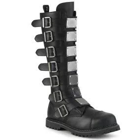 RIOT-21MP Black Vegan Leather Steel Toe Lace-Up Design