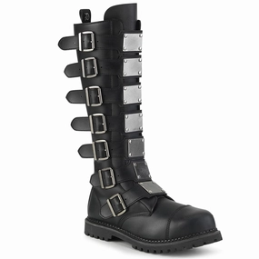 RIOT-21MP Black Vegan Leather Steel Toe Lace-Up Design