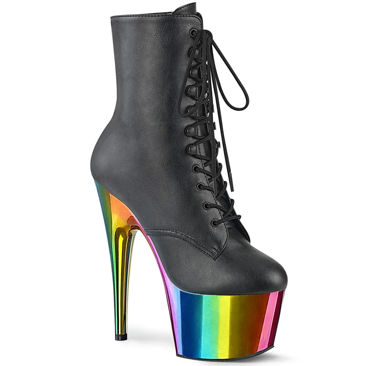 Silver Shine ADORE-1020RC Black Faux Leather/Rainbow Chrome