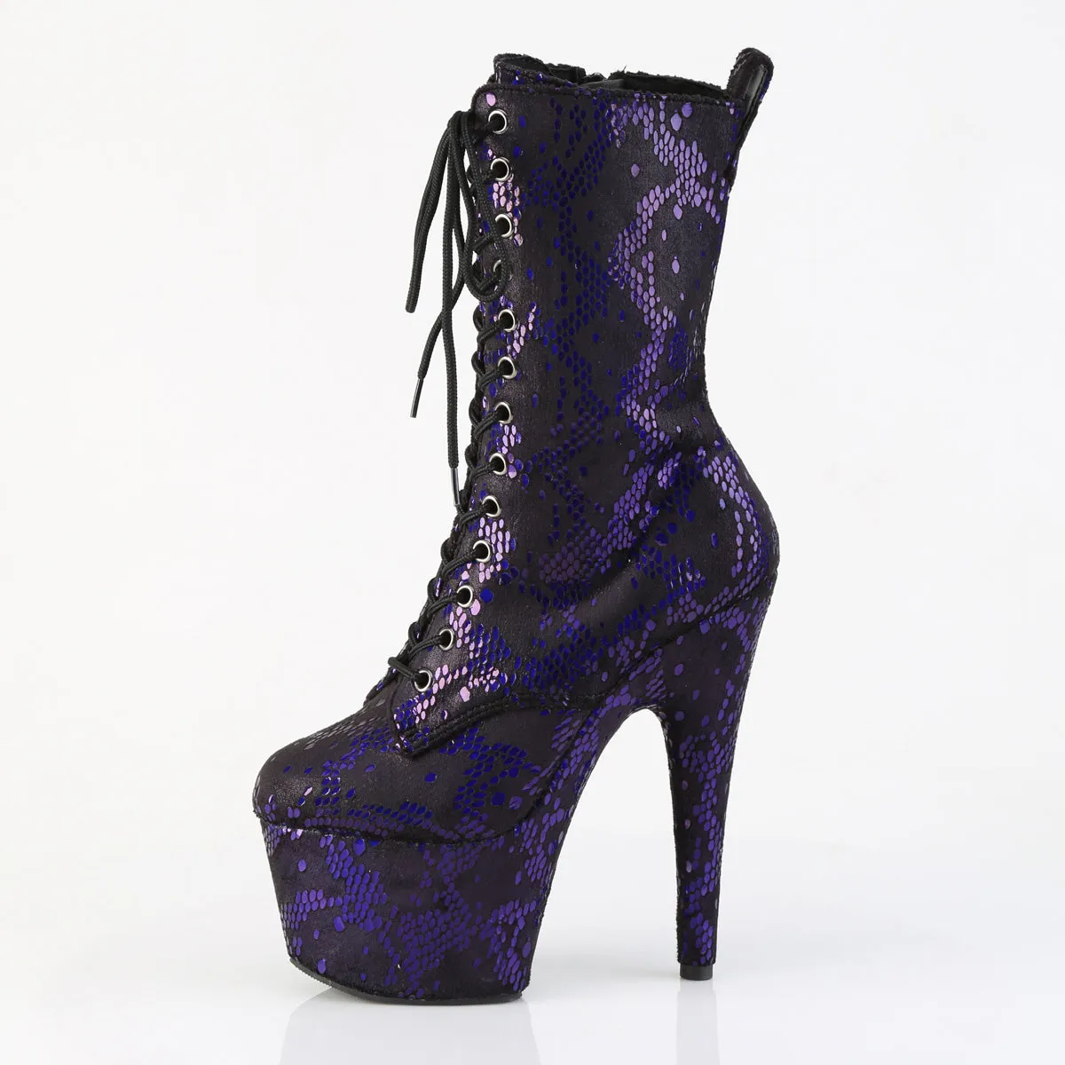 ADORE-1040S Platform Purple Metallic Snake Print Fabric/M Pure Joy