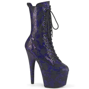 ADORE-1040S Platform Purple Metallic Snake Print Fabric/M Rugged Look Sleek Fit