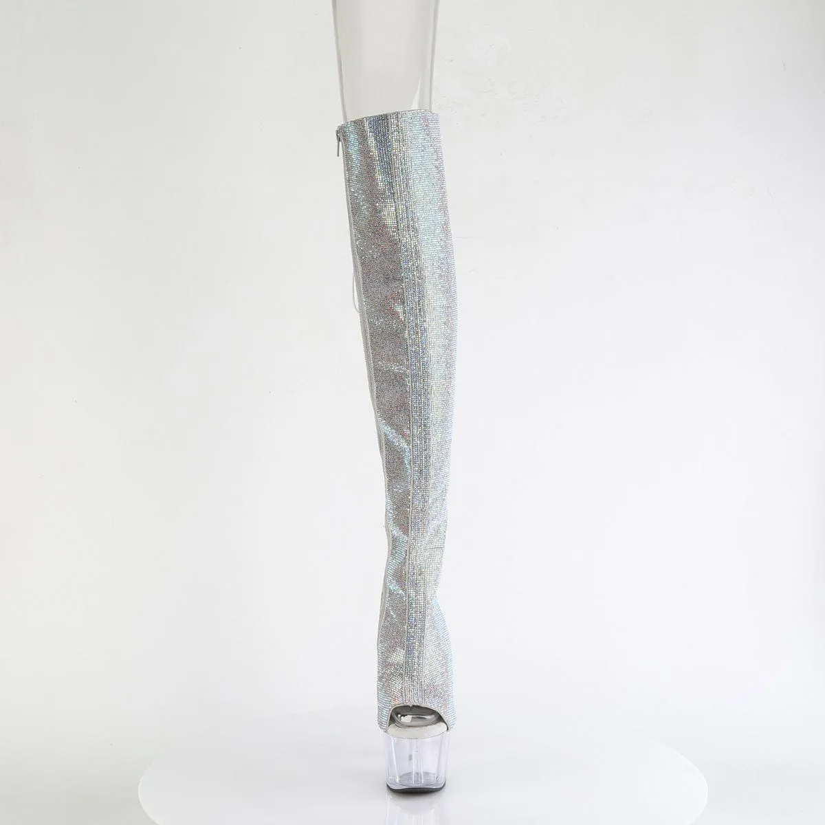 ADORE-3019C-RS Silver AB Rhinestones-Faux Suede/Clear Family Fit Model