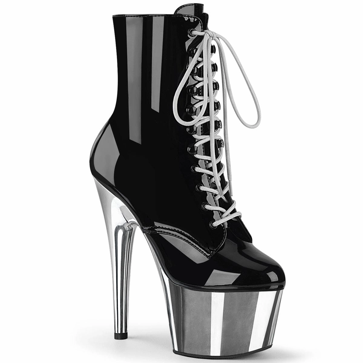 ADORE-1020 Black Patent/Silver Chrome Sleek Style Comfortable Grip