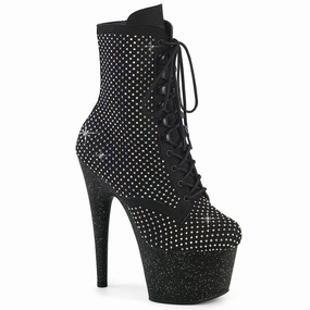 Breath Flow ADORE-1020RM Black Faux Suede-Rhinestones Mesh/Black Matte