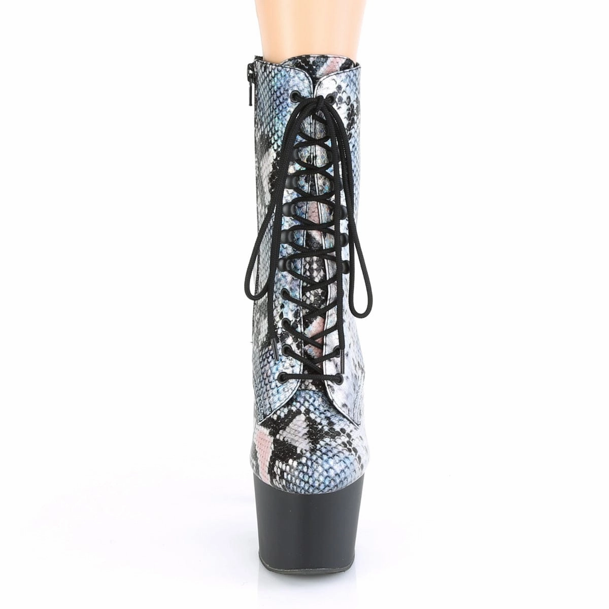 ADORE-1020SP Silver Hologram Snake Print/Black Matte Smooth Soles Camouflage Pattern