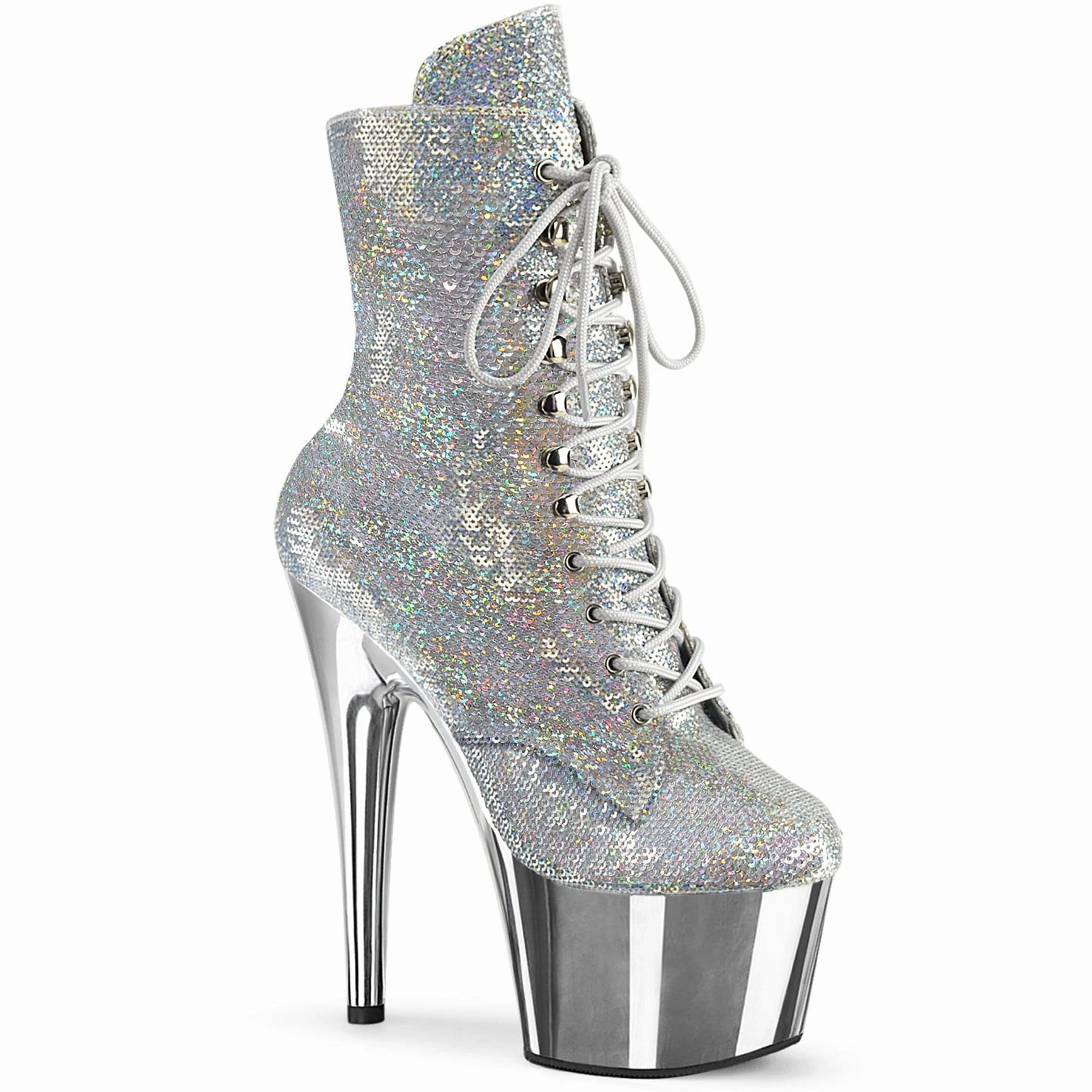 Protective Comfort ADORE-1020SQ-02 Silver Hologram Sequins/Silver Chrome