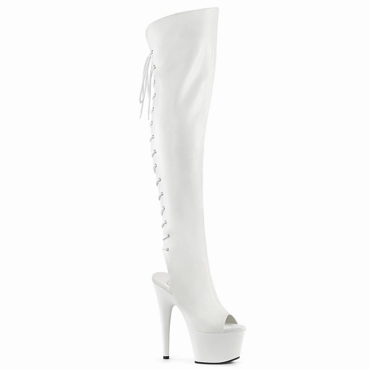 Comfortable Boots Work Wear ADORE-3019 White Faux Leather/White Matte