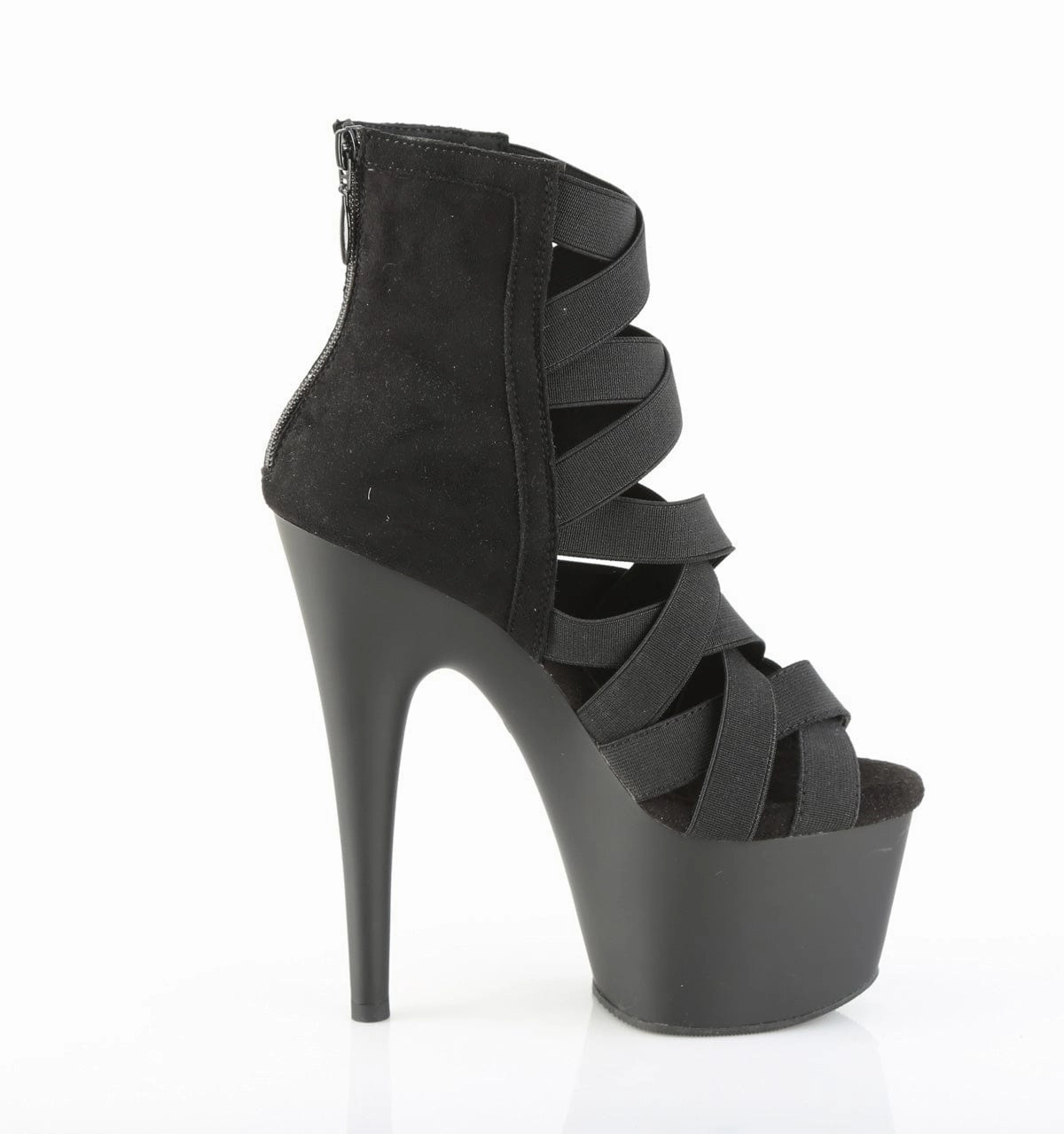 ADORE-700-24 Platform Shoes Black Elastic Band-Microfiber/Black Matte Active Wear Lace Closure