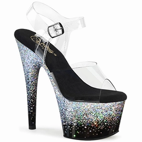 ADORE-708SS Clear/Black-Silver Multi Glitter On Trend