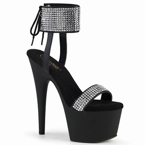 Stay Breezy ADORE-770 Black Faux Leather-Rhinestones/Black Matte