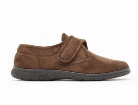 Mens Wide Fit Daniel Brown Slippers Virtual Step Cotton Touch