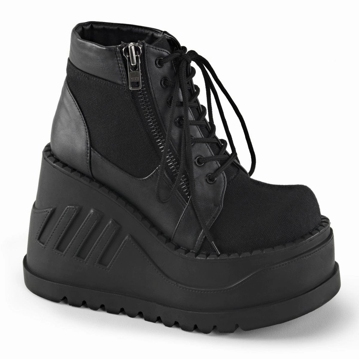 STOMP-10 Black Canvas-Vegan Leather Track Run Craftsmanship