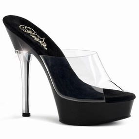 ALLURE-601 Clear/Black Heeled Sandals