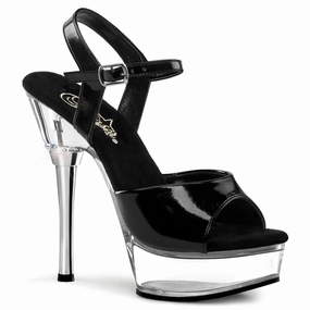 ALLURE-609 Black Patent/Clear Bold Stilettos
