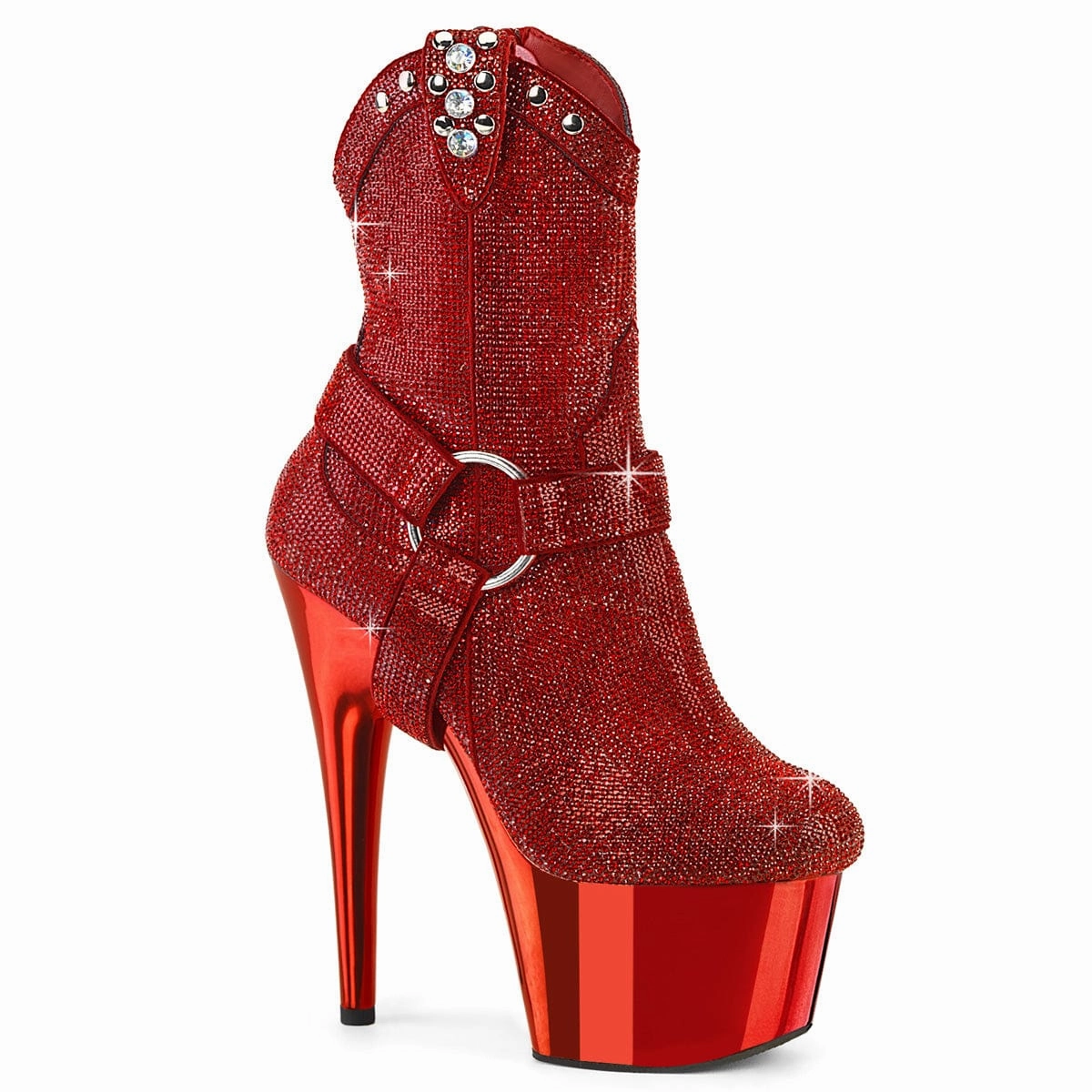 Anti   Slip Sole Color Pop ADORE-1029CHRS Red Rhinestones/Red Chrome