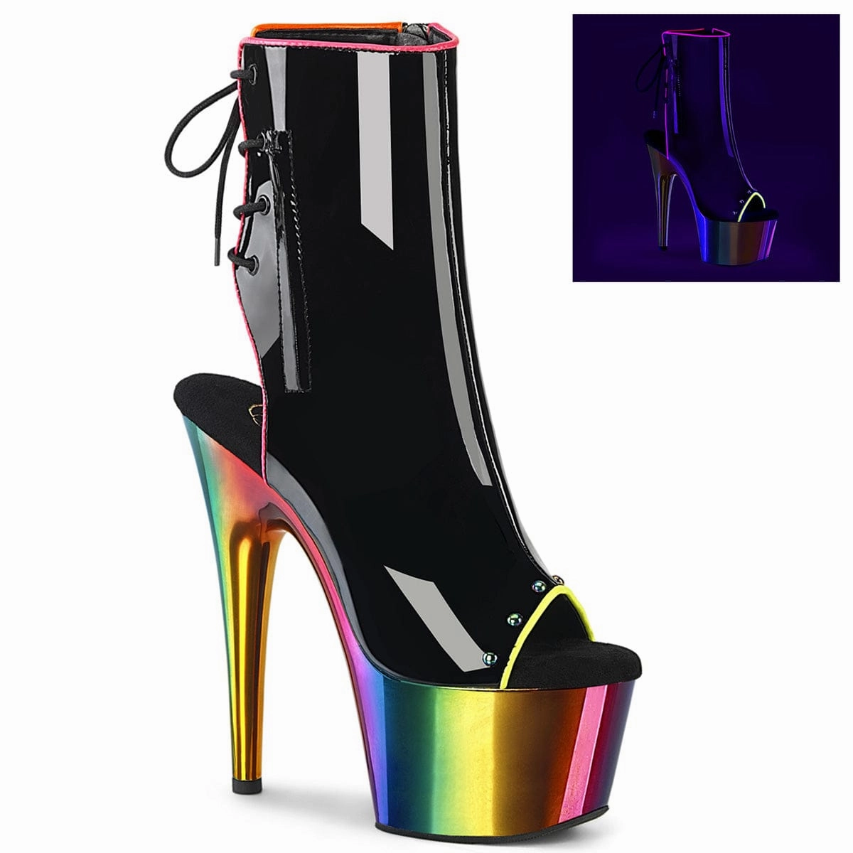 Day Long ADORE-1018RC-02 Black Patent/Rainbow Chrome