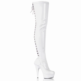 DELIGHT-3063 White Stretch Patent/White Quality Design Ski Enthusiast