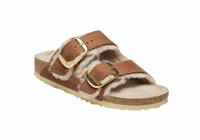 Trendy Look Slip-On Comfort ARIZONA BIG BUCKLE SHEARLING COGNAC