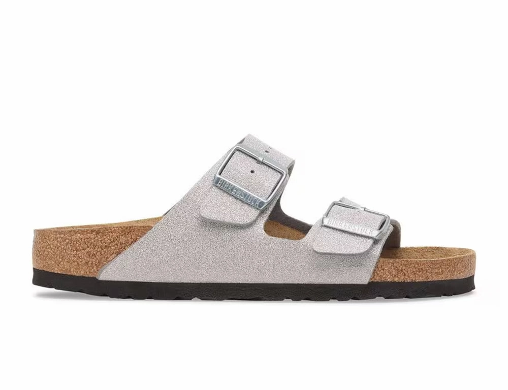 Satin Glow Comfortable Insole Arizona BS Shiny Glitter Silver Sandals