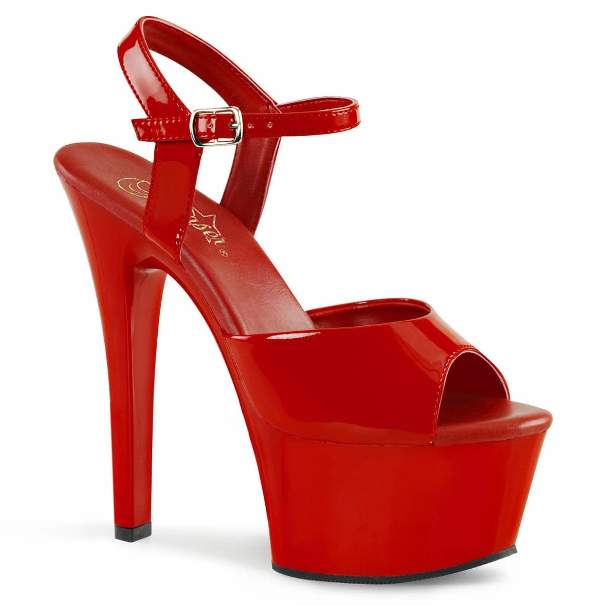 Chic Pumps Open Heel Shoes ASPIRE-609 Red Patent/Red