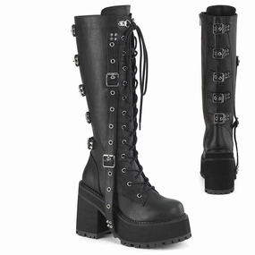 mesh construction ASSAULT-218 Black Vegan Leather