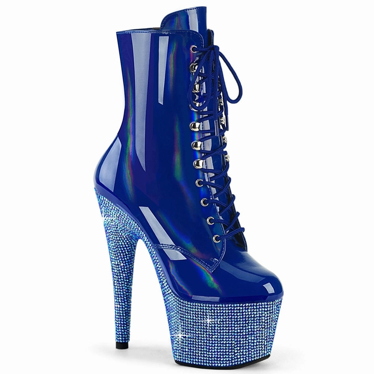 BEJEWELED-1020-7 Blue Hologram Patent/Blue AB Rhinestones Hiking Comfort Stain Resistant