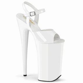 BEYOND-009 White Patent/White Bare Foot Sandal Buckles