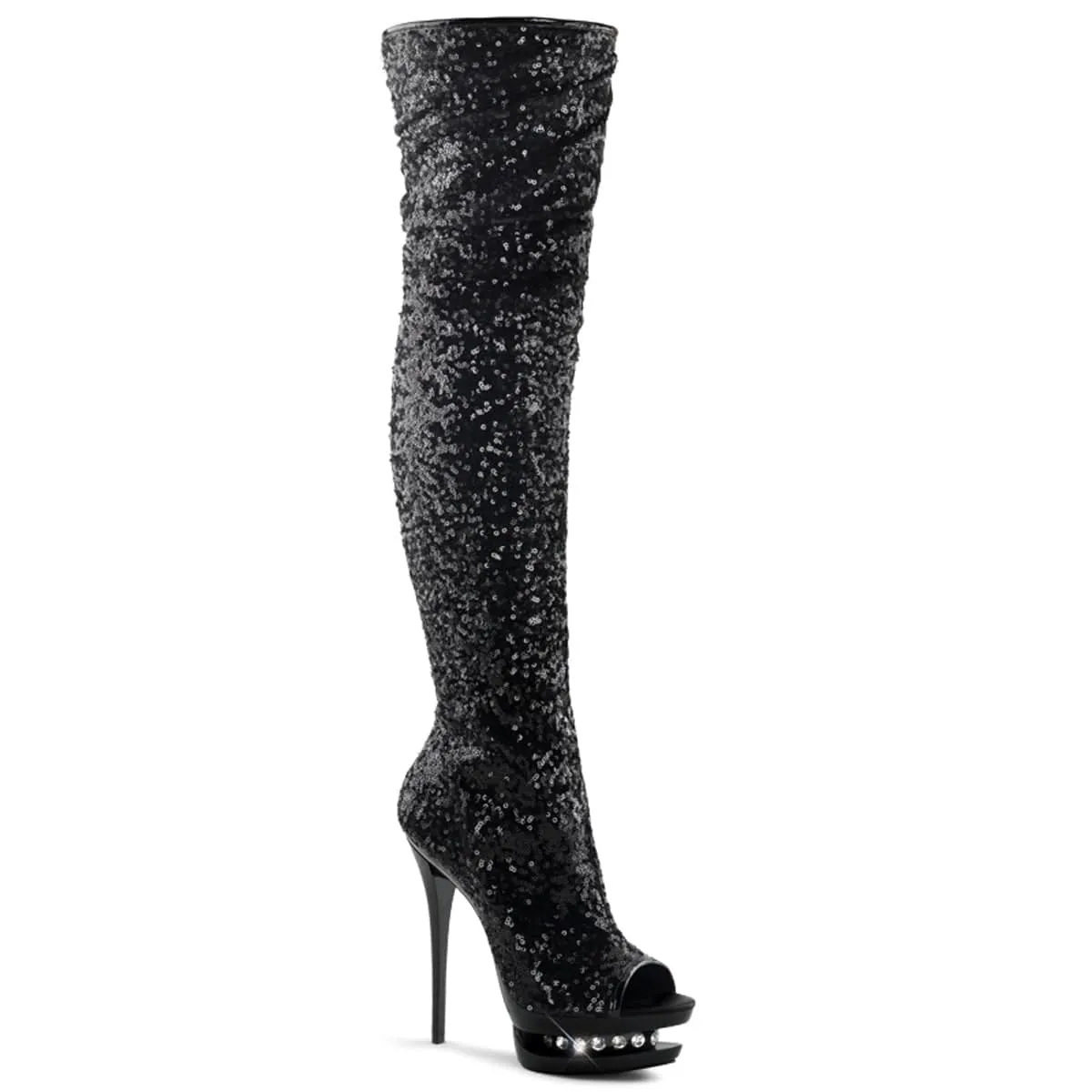 BLONDIE-R-3011 Black Sequins/Black Thick sole