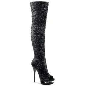 BLONDIE-R-3011 Black Sequins/Black Thick sole
