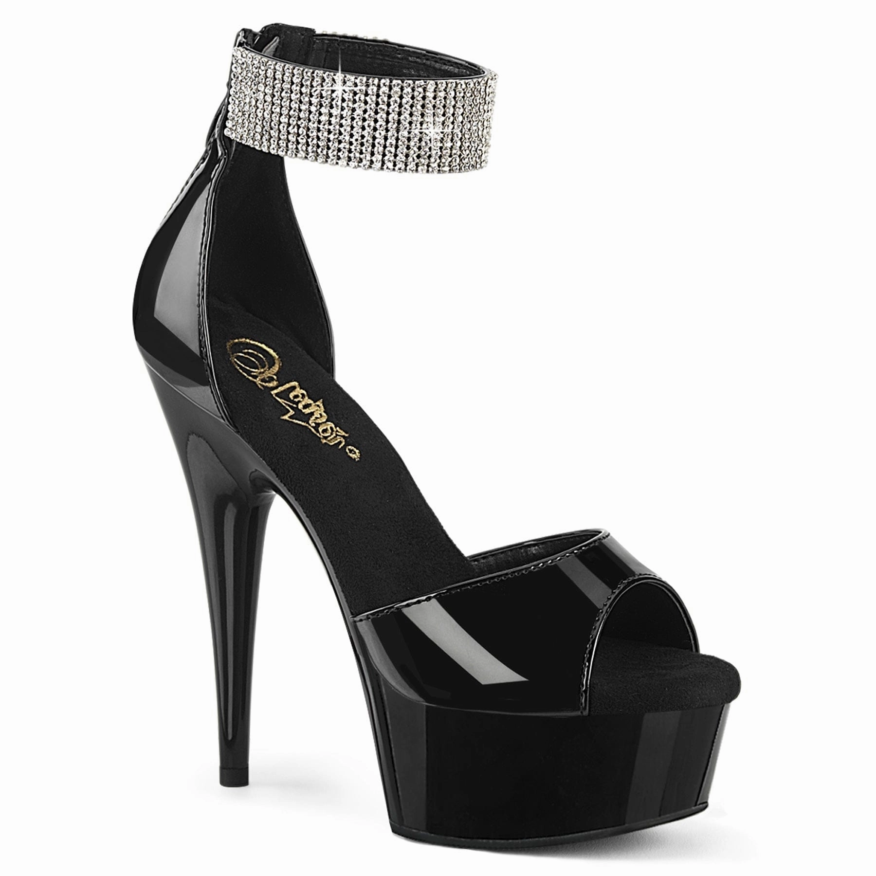 Elegant Platform Sandals Trendy DELIGHT-625 Black Patent/Black