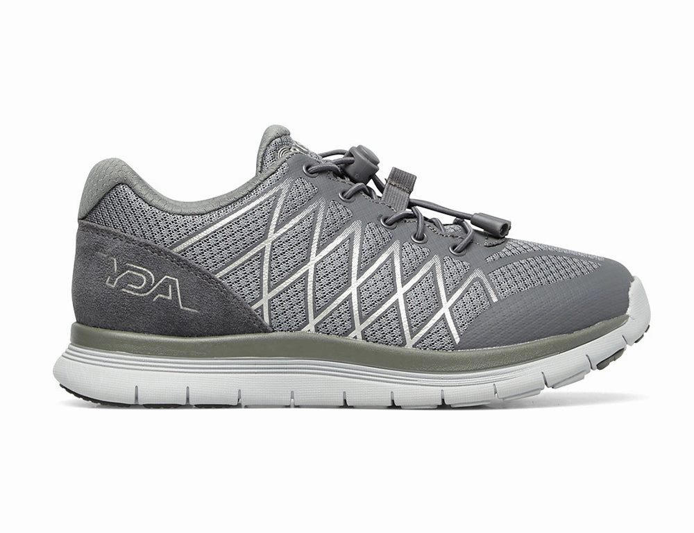 YDA Extra Wide Vault Grey Trainers Travel Must Comfort Upper