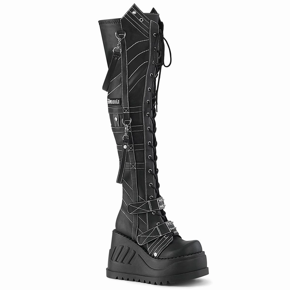 STOMP-310 Black Vegan Leather Over-the-Knee Boots Cold Safe Swift Glide