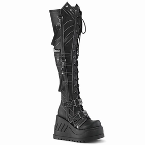 STOMP-310 Black Vegan Leather Over-the-Knee Boots Cold Safe Swift Glide