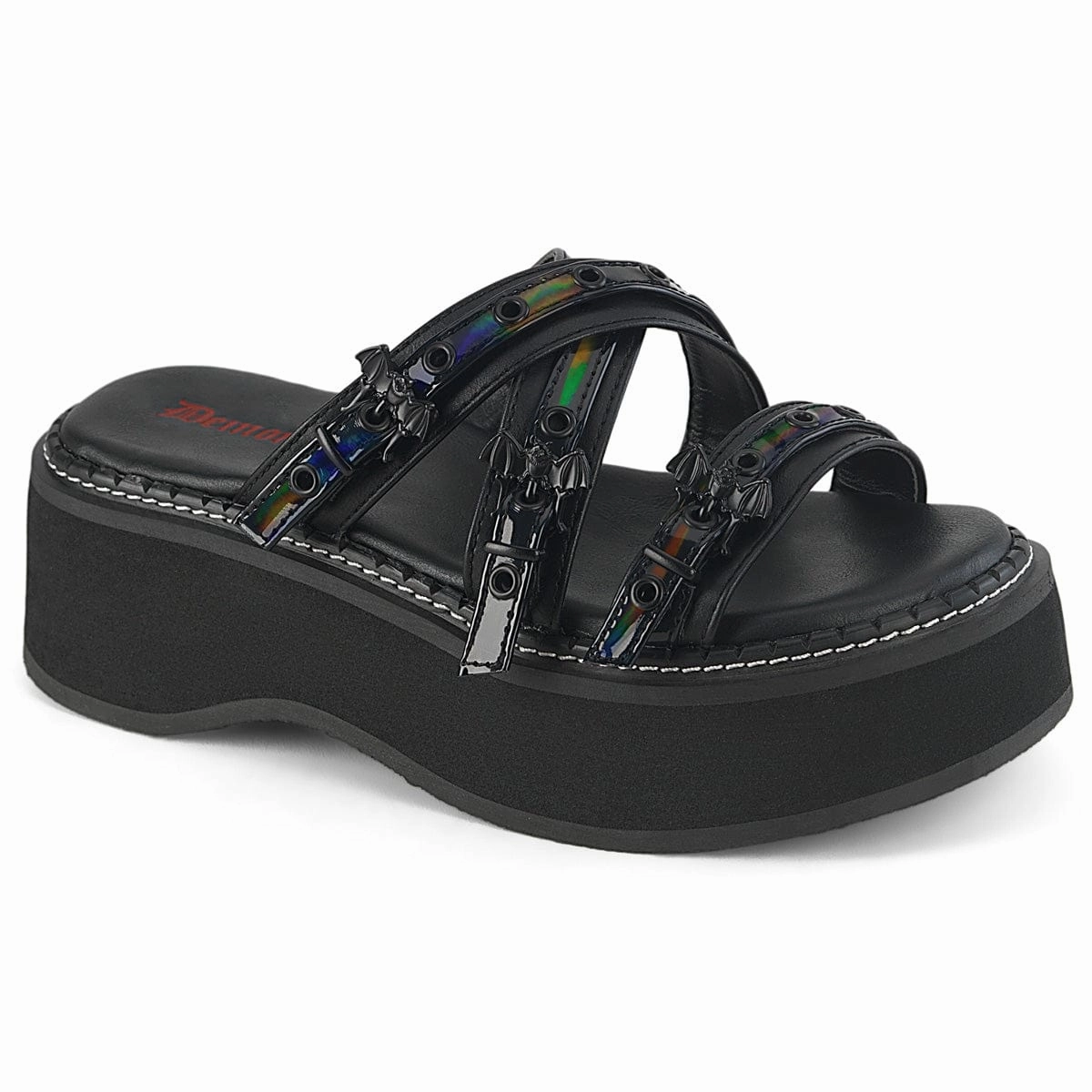 EMILY-07 Black Vegan Leather- Hologram Patent Cool Texture