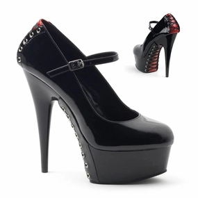 DELIGHT-687FH Black-Red Patent/Black Heel Support Fashion Heels for Summer
