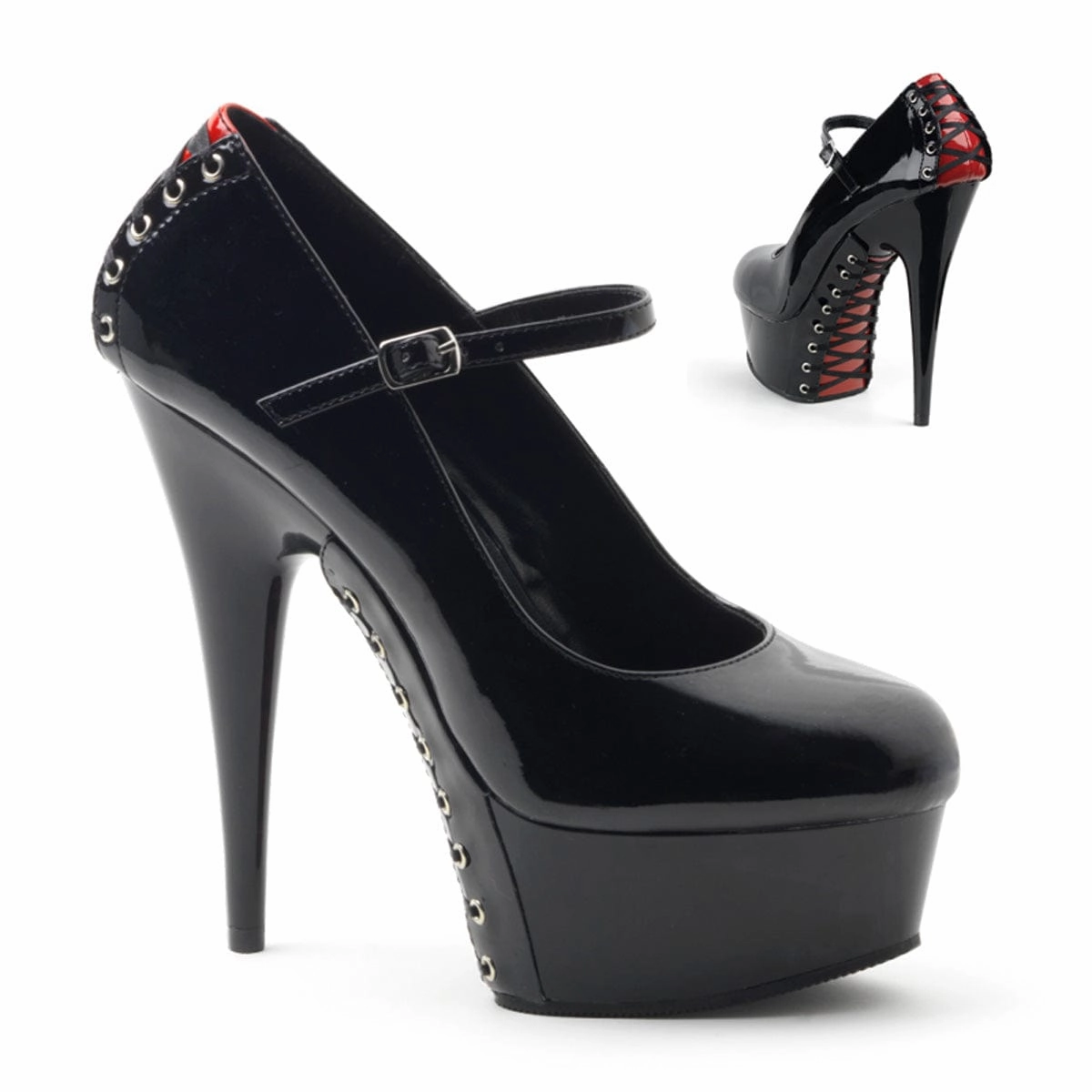 DELIGHT-687FH Black-Red Patent/Black Good flexibility