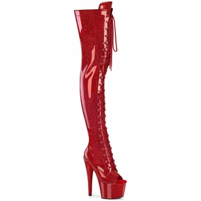ADORE-3021GP Red Glitter Patent/M Fur Trim