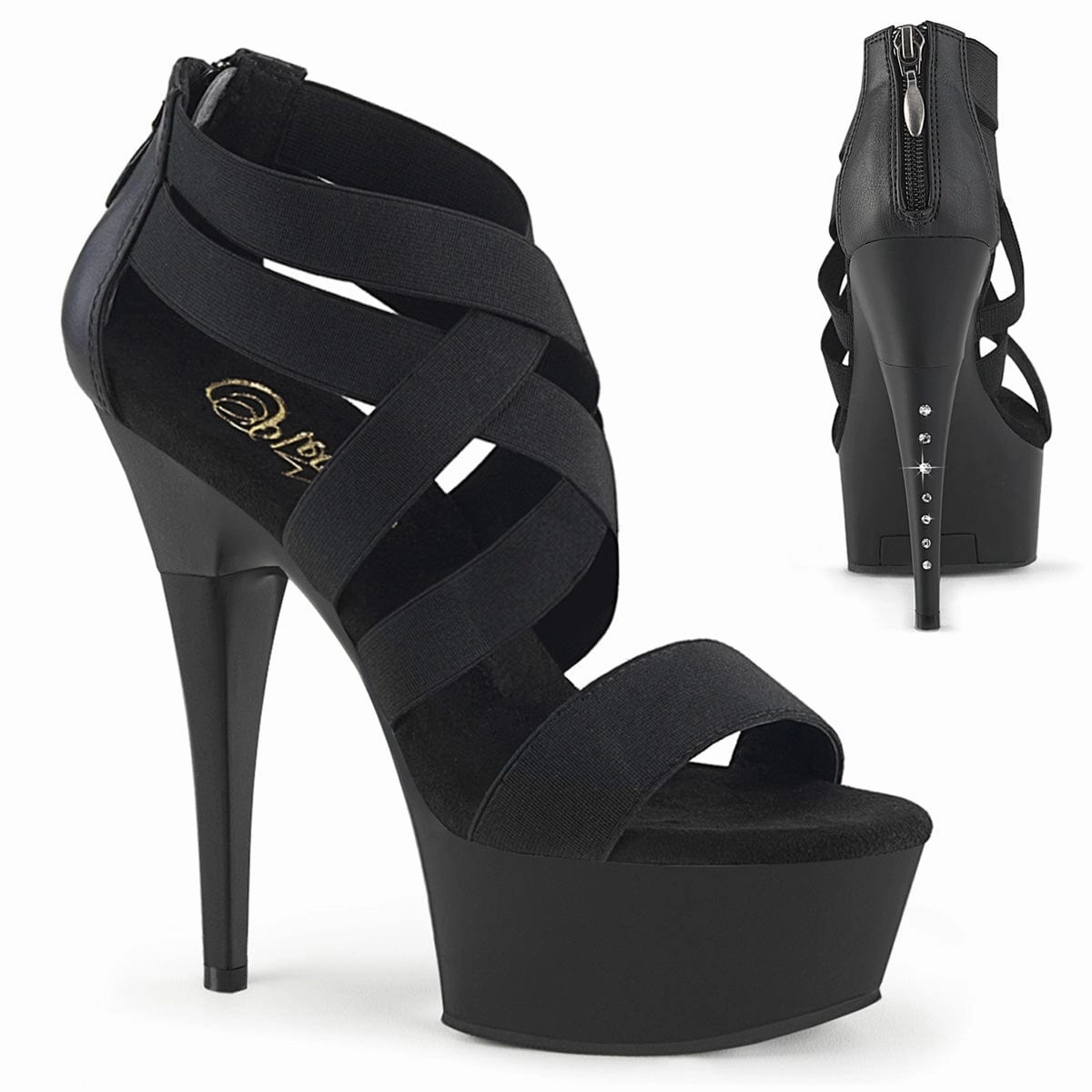 CAPTIVA-669 Platform Shoes Black Elastic Band-Faux Leather/Black Matte Breathable Shoes Stride Light