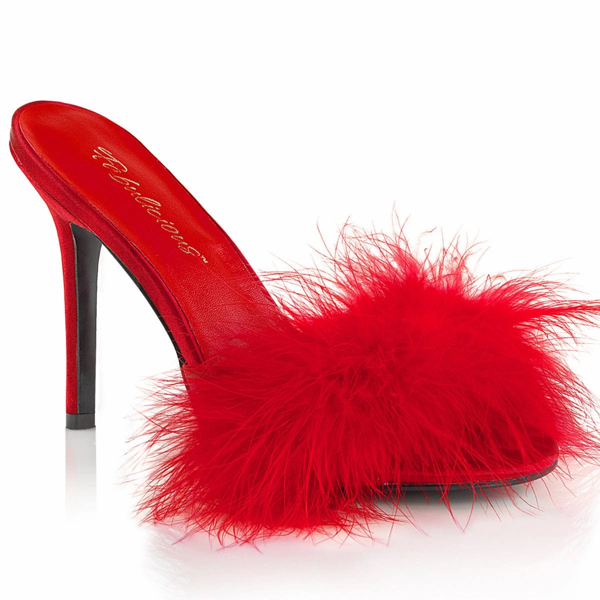 Fashion Heels for Party High Quality Shoes CLASSIQUE-01F Red Pu-Fur