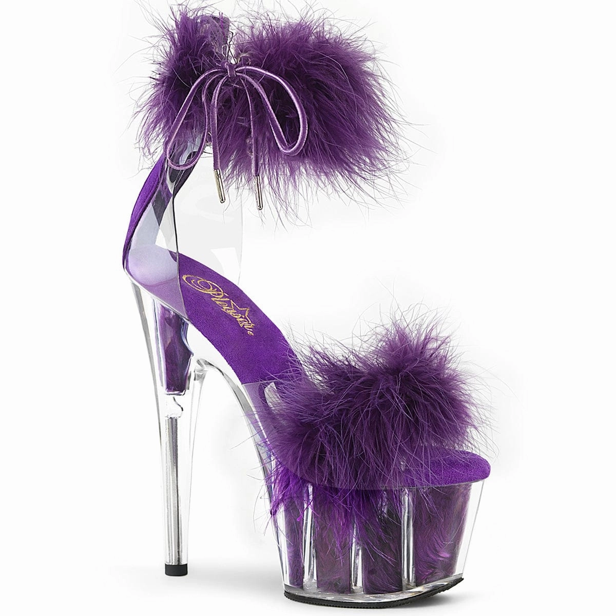ADORE-724F Clear Purple Fur Sandals Ergonomic Design Slip-On Versatility