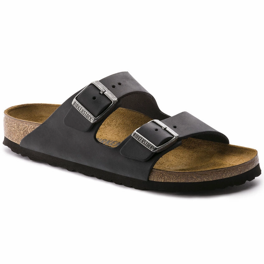 Stylish Open-toe Sandals Stylish Adventure Footwear ARIZONA OILED LEATHER BLACK