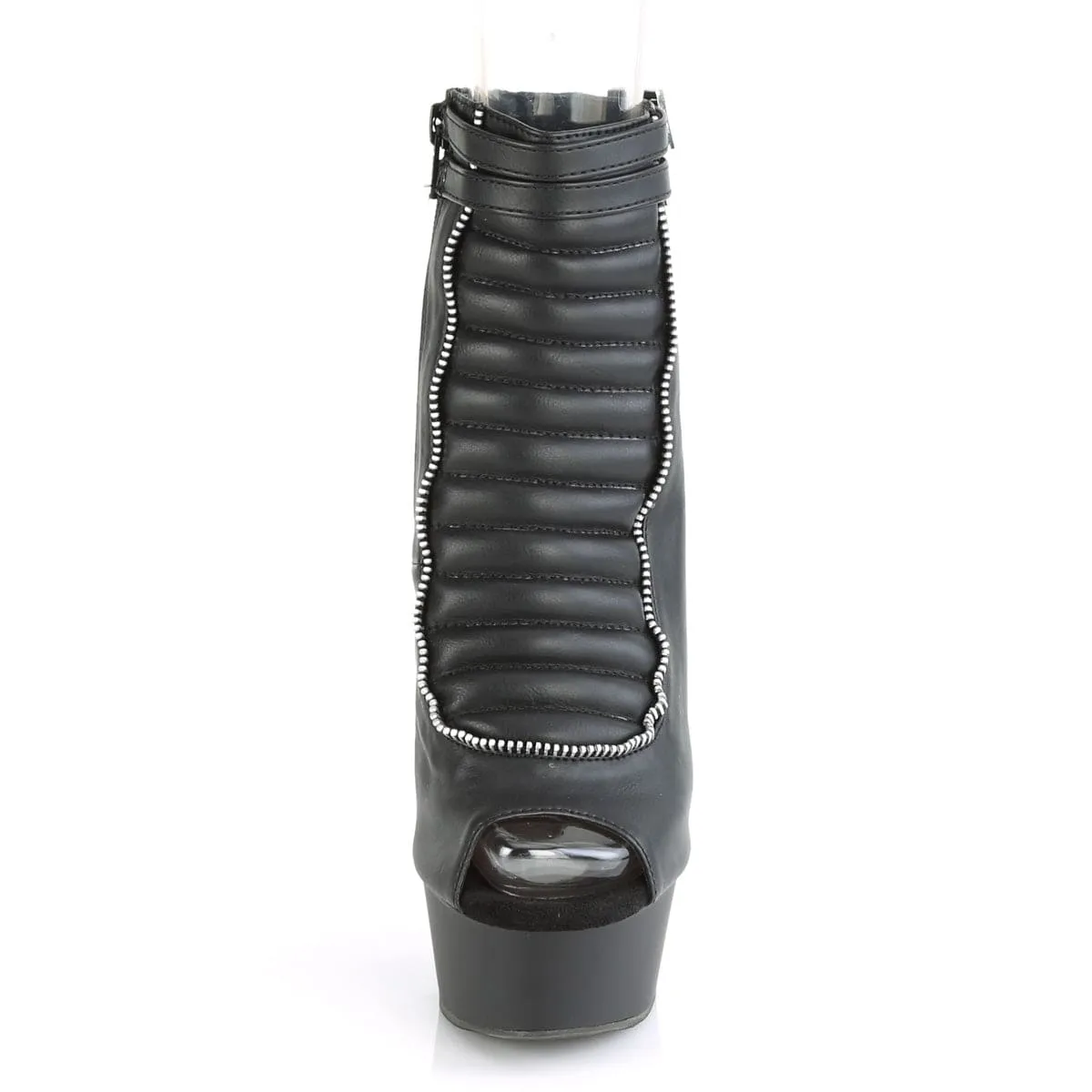 DELIGHT-600-18 Black Faux Leather/Black Matte Surf Mode Height Plus