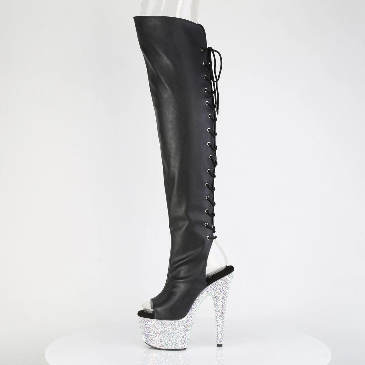 Cosmic Glow BEJEWELED-3019MS-7 Black Faux Leather/Silver AB Rhinestones