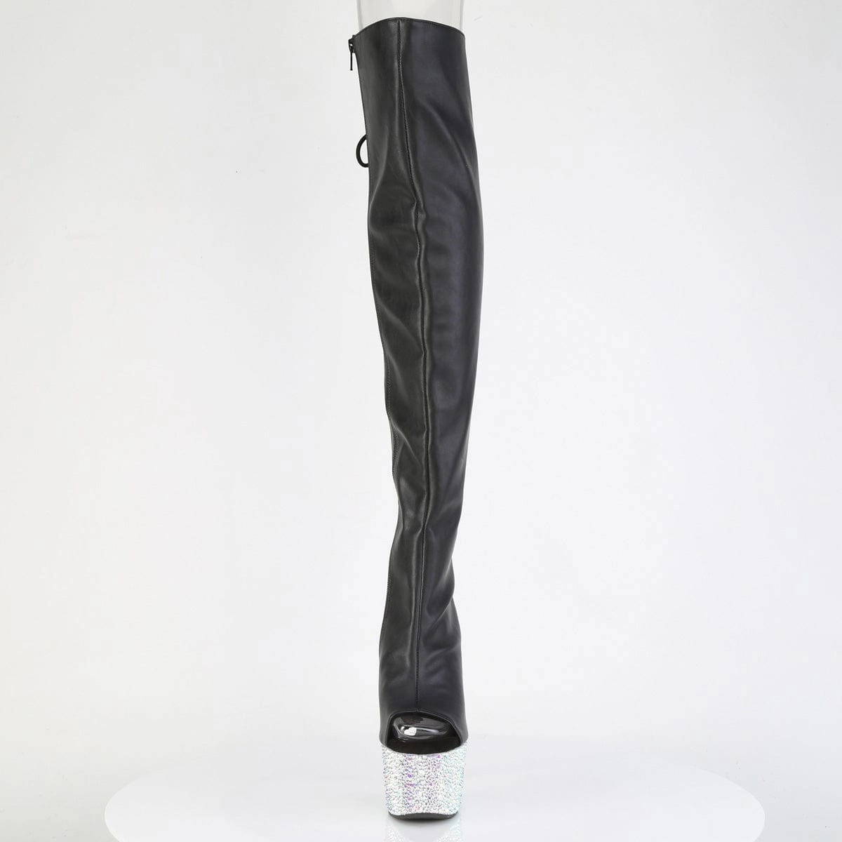 Daily Walk BEJEWELED-3019MS-7 Black Faux Leather/Silver AB Rhinestones