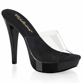 COCKTAIL-501 Clear/Black Glamorous Shoes Wedge Wedding Shoes