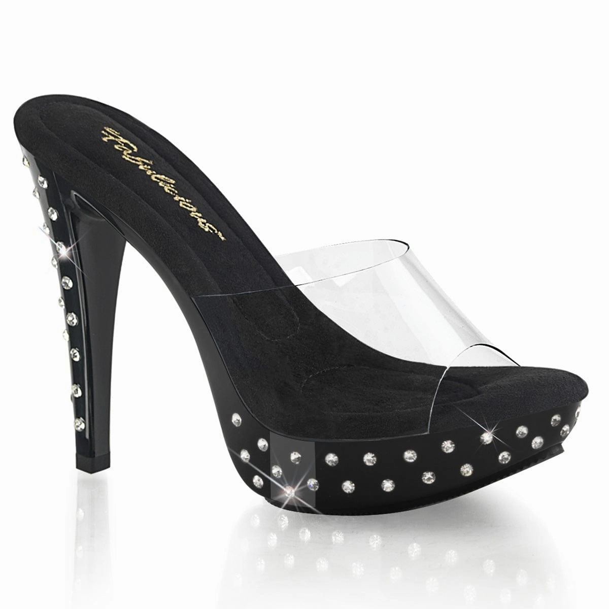 COCKTAIL-501SDT Clear/Black Boho Chic Heels