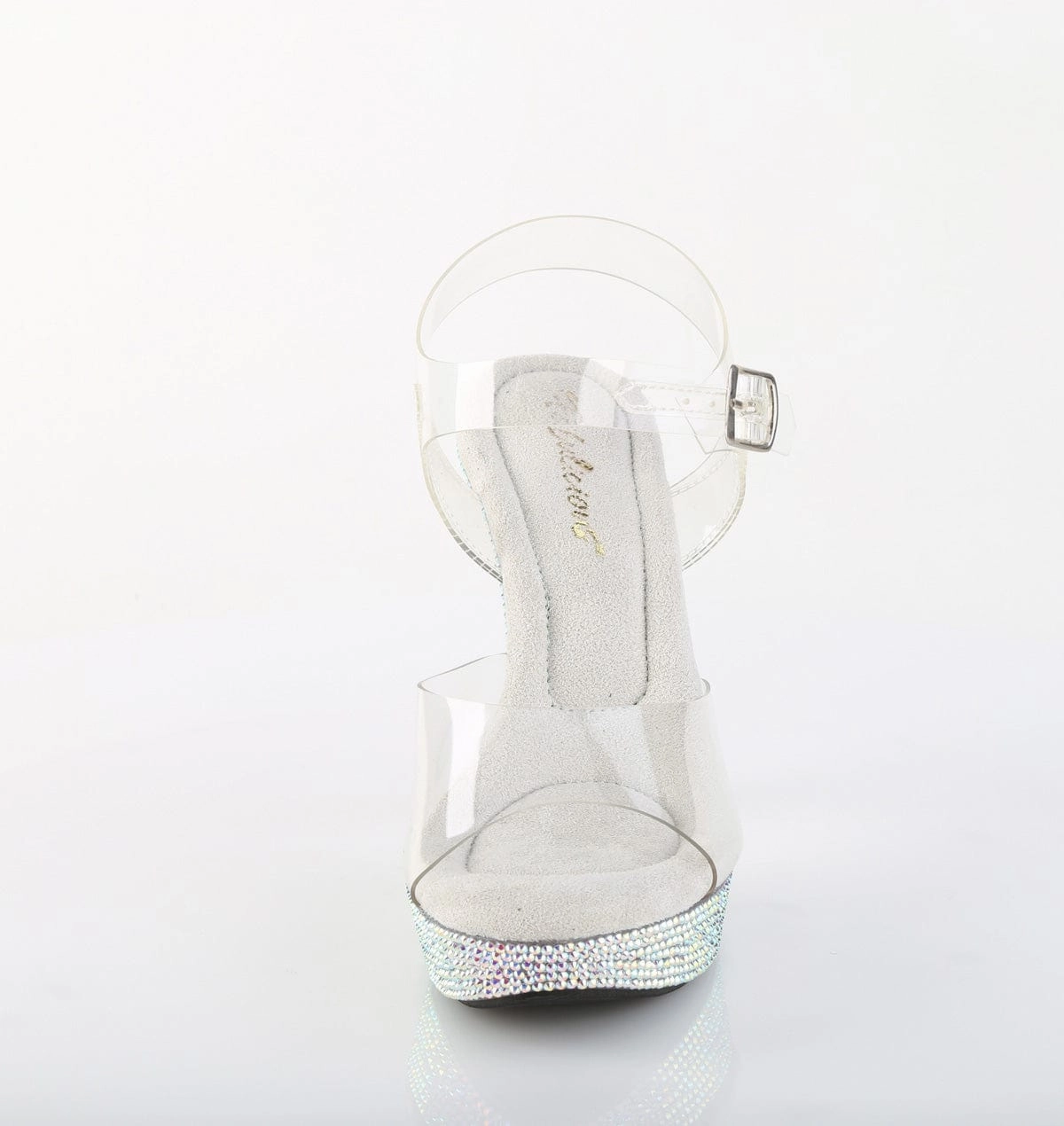 COCKTAIL-508DM Shoes Clear/Silver Multi Rhinestone simple design Slip On