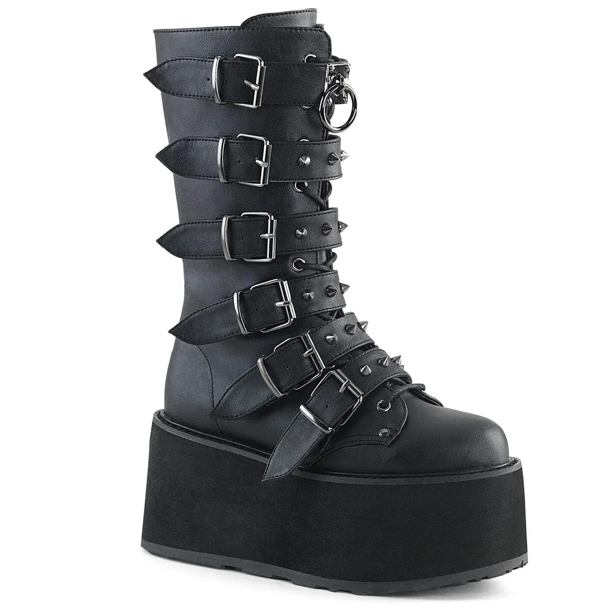 DAMNED-225 Black Vegan Leather Retro feel Biker Tough