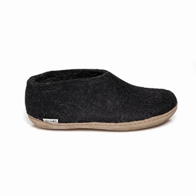 Shoe with Leather Sole - Charcoal Easy Beach Slip
